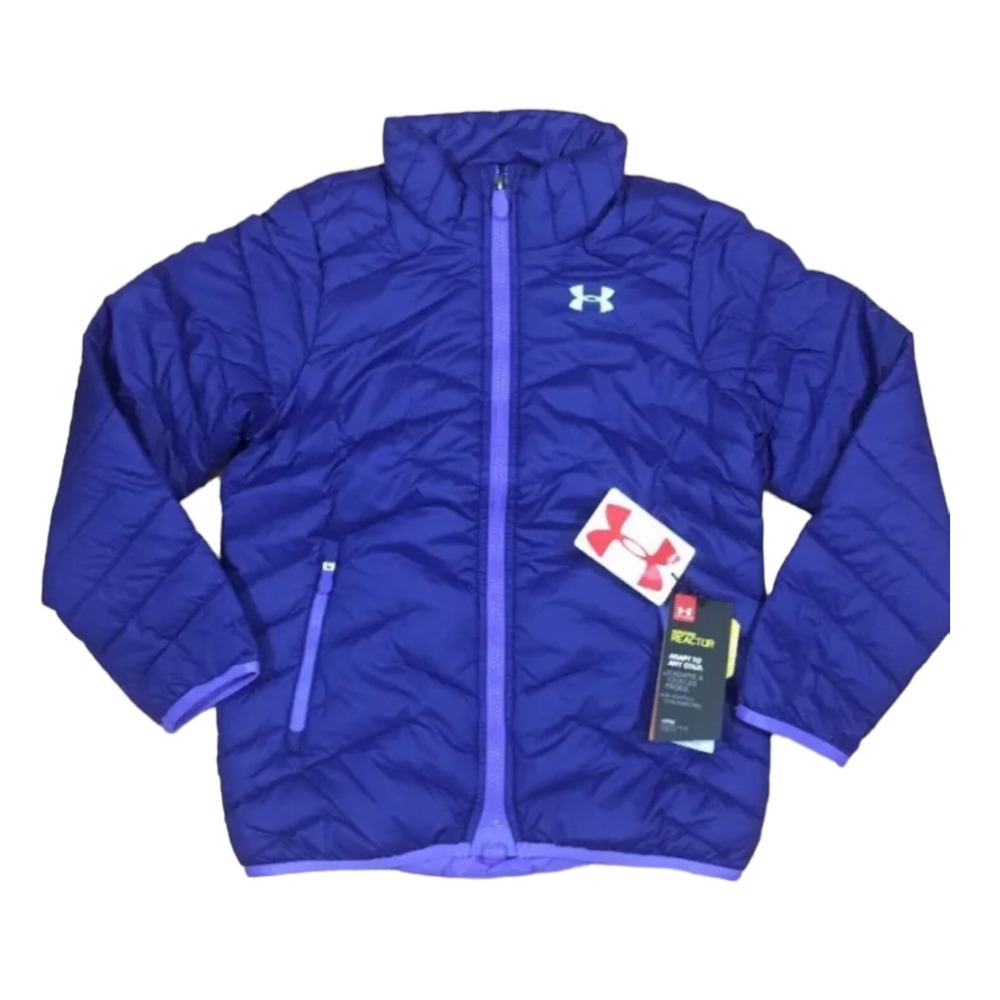 UNDER ARMOUR Coat Cold Gear Reactor Youth Small Purple And Neon Green NEW!!